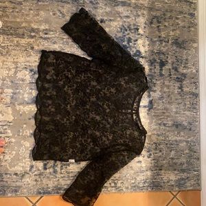 Black Zara see-through lace blouse size small